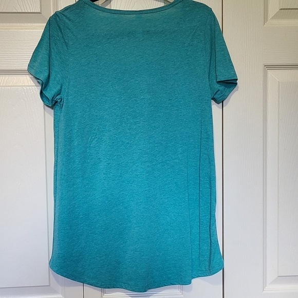 LuLaRoe Coastal Beach Heather Teal Short Sleeve Slub Texture Classic T Sz S - Picture 4 of 4